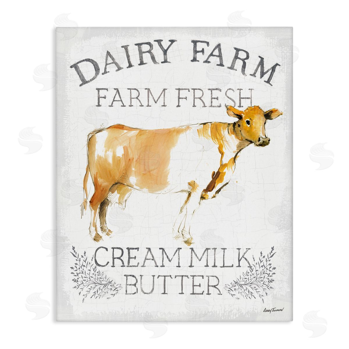 Country Cow Dairy Farm Sign Canvas Wall Art, Home Decor by Avery Tillmon