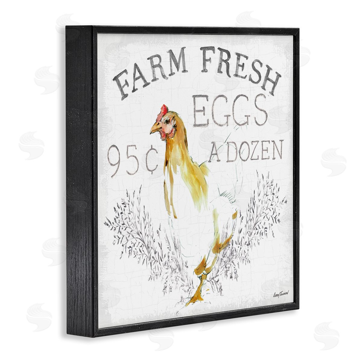 Chicken Farm Fresh Vintage Sign Black Frame Print Wall Art, Home Decor by Avery Tillmon