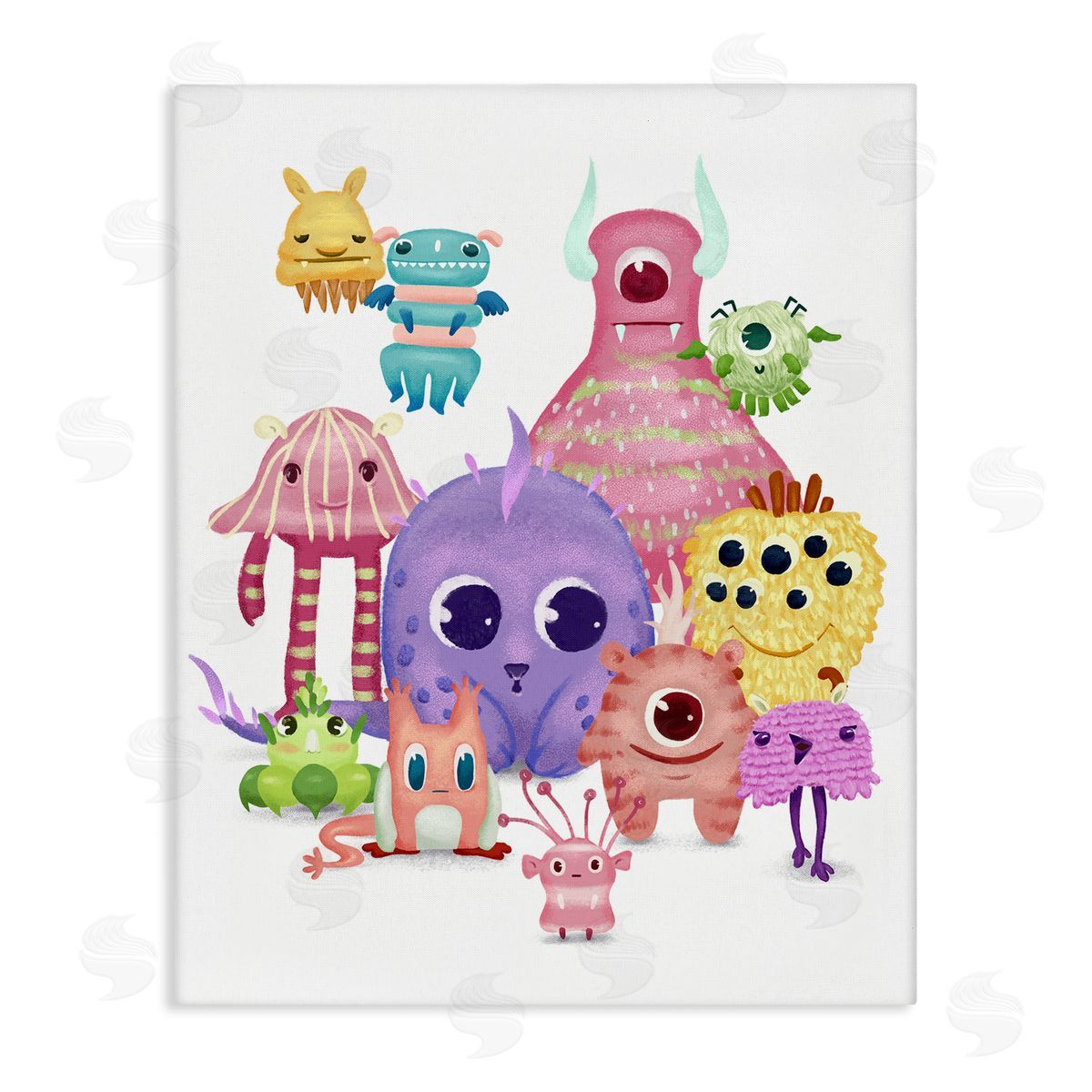 Fun Monsters Colorful Illustration Canvas Wall Art, Home Decor by Ziwei Li