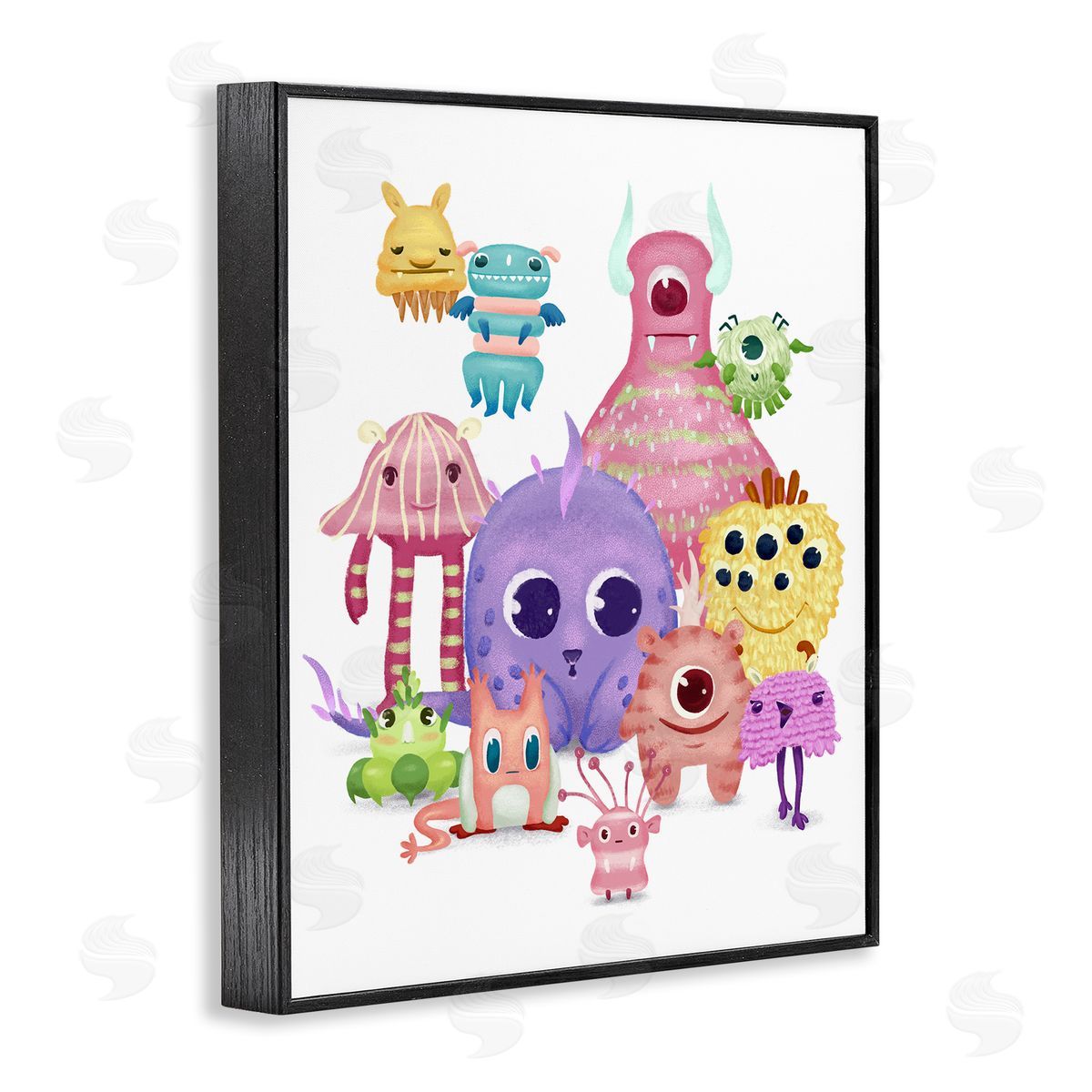 Fun Monsters Colorful Illustration Black Frame Print Wall Art, Home Decor by Ziwei Li