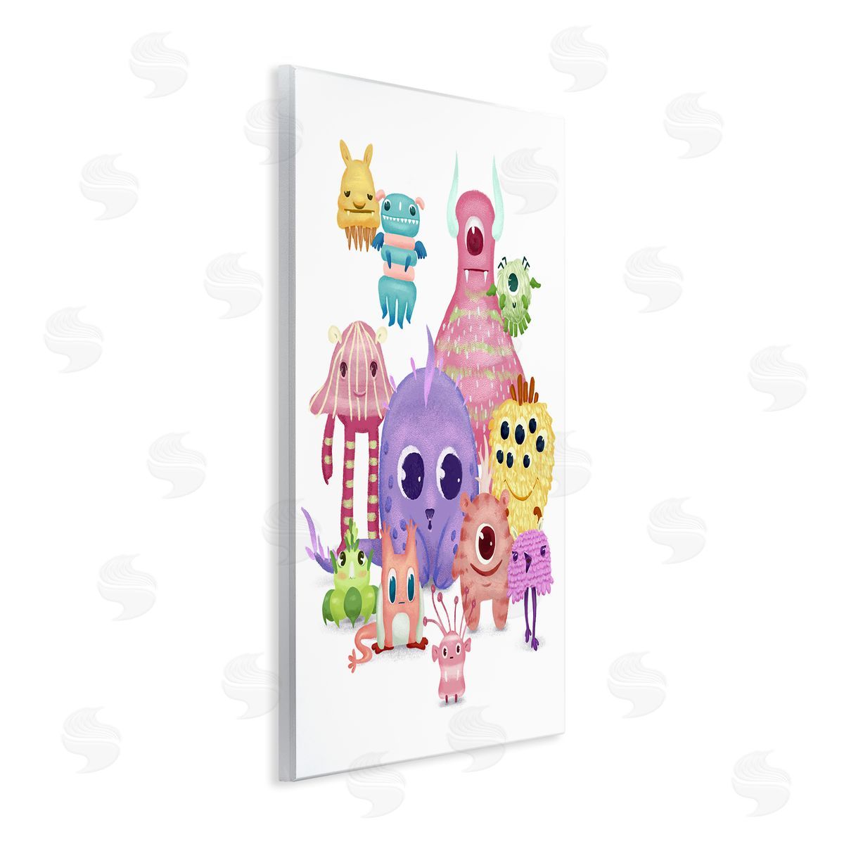 Fun Monsters Colorful Illustration Wood Plaque Wall Art, Home Decor by Ziwei Li