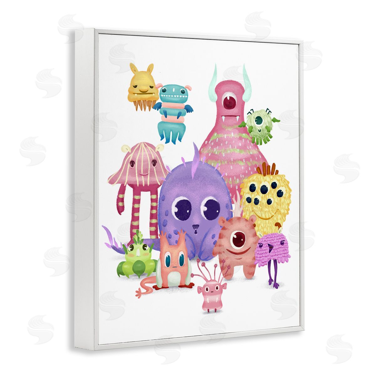 Fun Monsters Colorful Illustration White Frame Print Wall Art, Home Decor by Ziwei Li