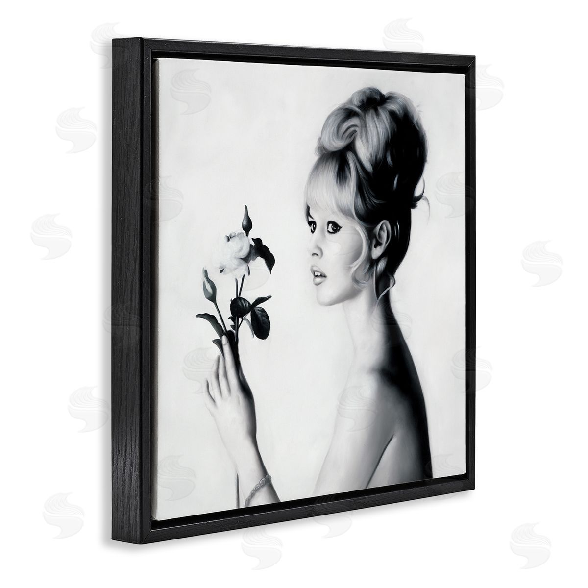 Famous People Bardot Portrait Black Floating Frame Canvas Wall Art, Home Decor by Urban Road