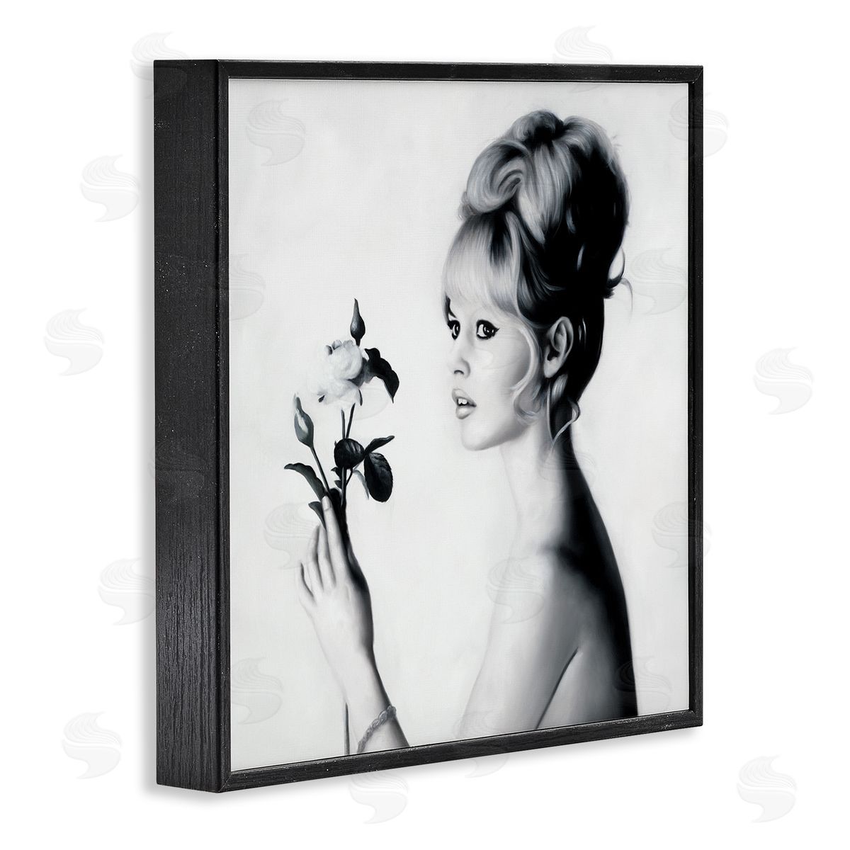 Famous People Bardot Portrait Black Frame Print Wall Art, Home Decor by Urban Road