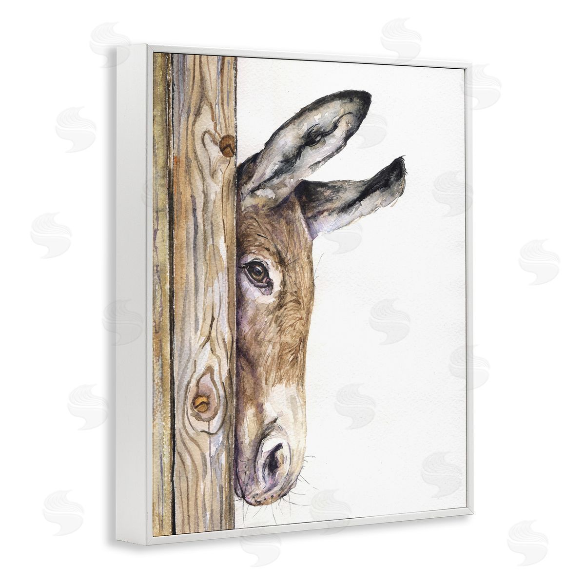Baby Donkey Animal Watercolor White Frame Print Wall Art, Home Decor by George Dyachenko