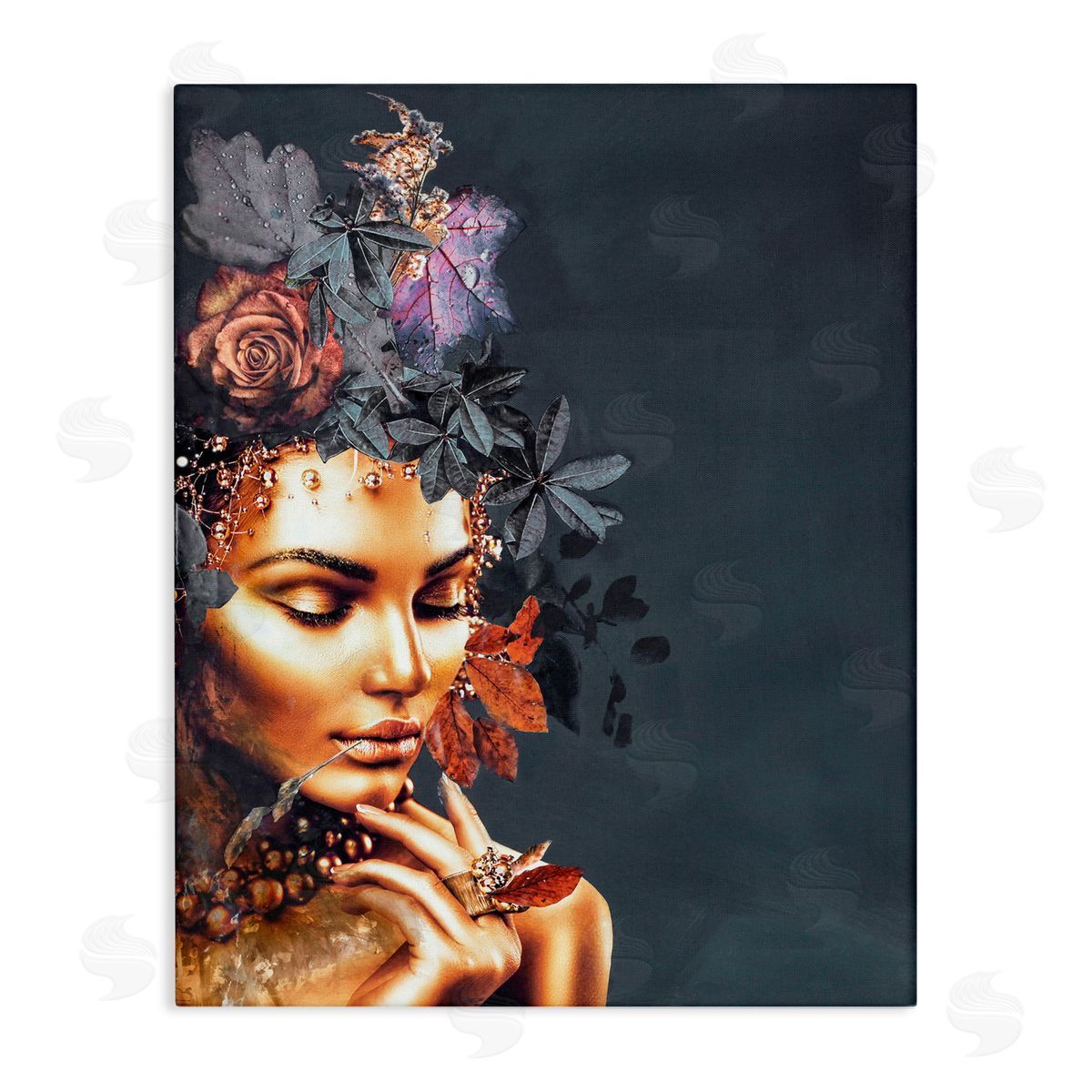 Female Portrait and Florals Canvas Wall Art, Home Decor by Design Fabrikken
