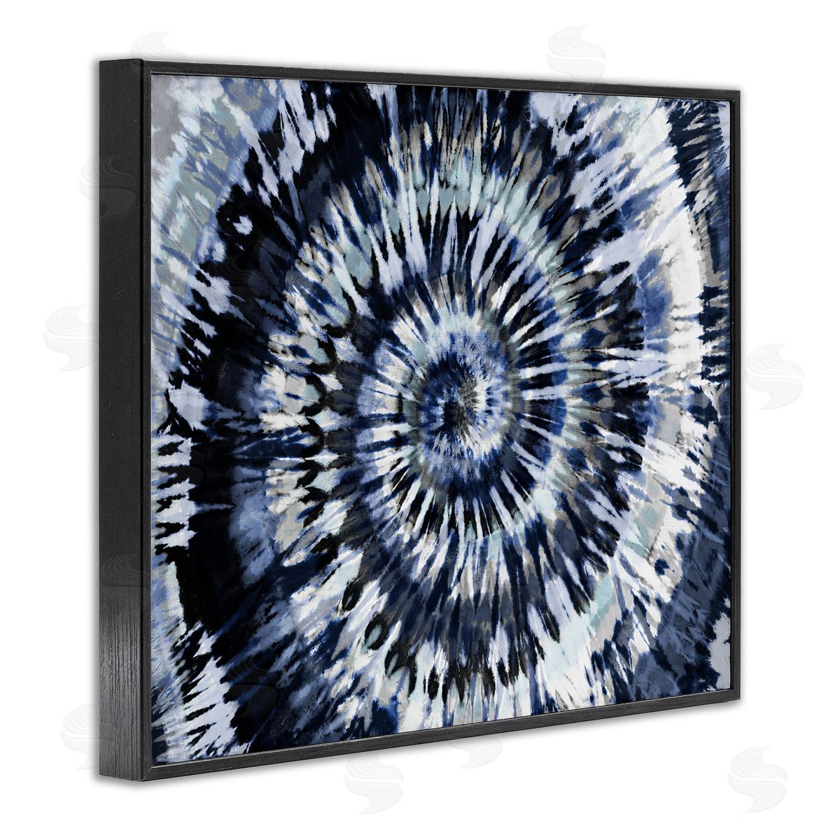Abstract Blue Tie Dye Painting Black Frame Print Wall Art, Home Decor by Molly Kearns