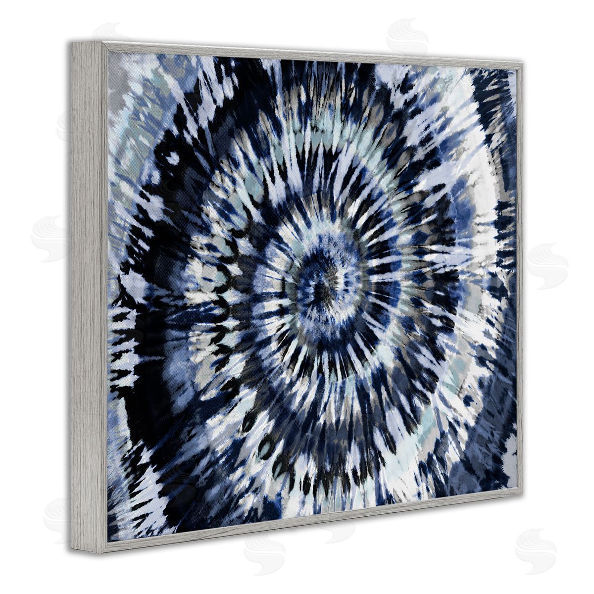 Abstract Blue Tie Dye Painting Grey Frame Print Wall Art, Home Decor by Molly Kearns