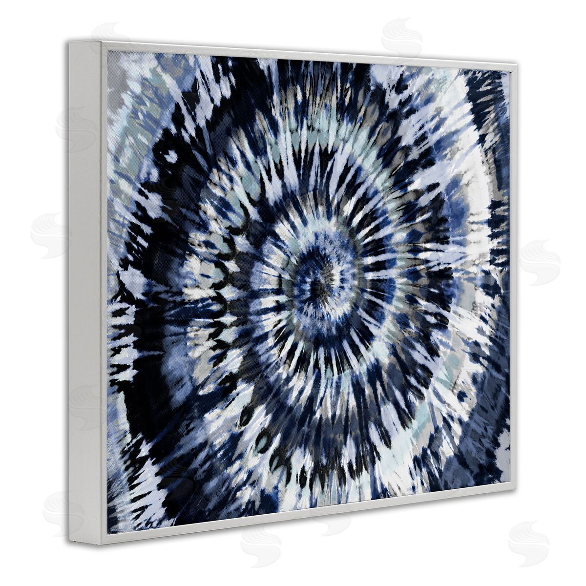 Abstract Blue Tie Dye Painting White Frame Print Wall Art, Home Decor by Molly Kearns