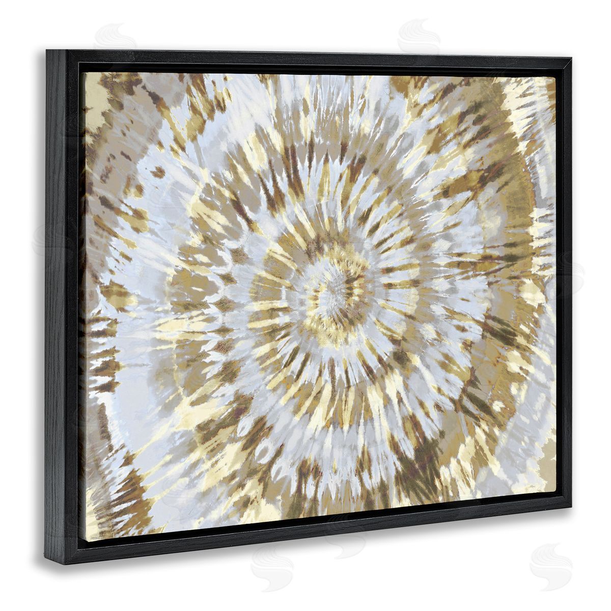 Abstract Tan Tie Dye Painting Black Floating Frame Canvas Wall Art, Home Decor by Molly Kearns