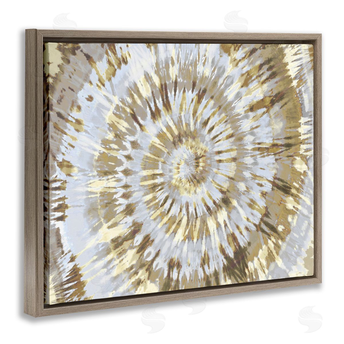 Abstract Tan Tie Dye Painting Brown Floating Frame Canvas Wall Art, Home Decor by Molly Kearns