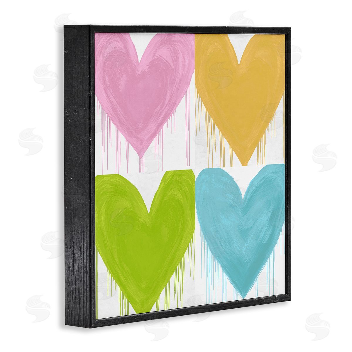 Colorful Paint Drip Hearts Black Frame Print Wall Art, Home Decor by Lindsay Rodgers