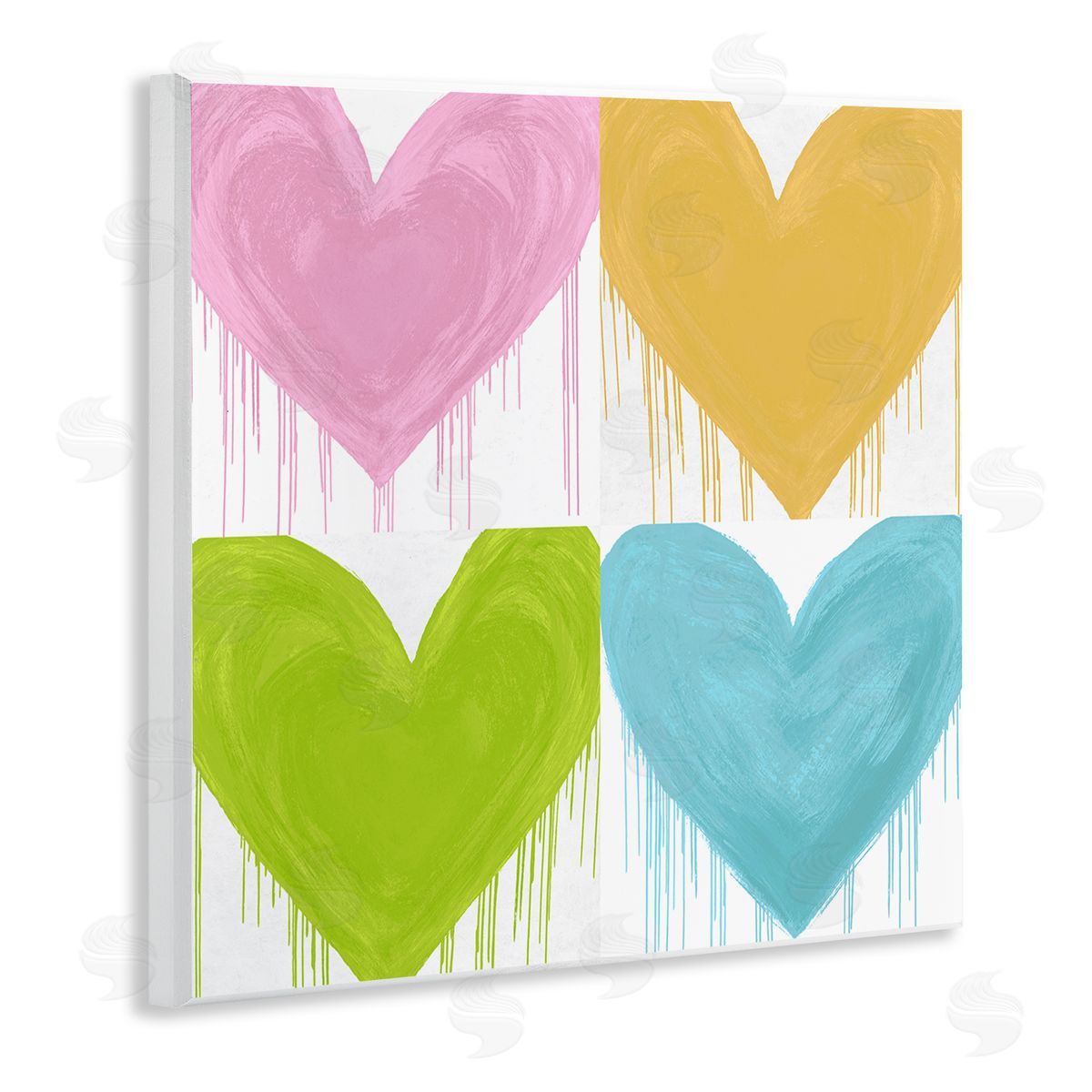 Colorful Paint Drip Hearts Wood Plaque Wall Art, Home Decor by Lindsay Rodgers