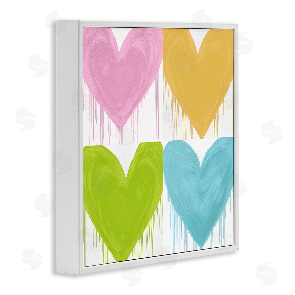 Colorful Paint Drip Hearts White Frame Print Wall Art, Home Decor by Lindsay Rodgers