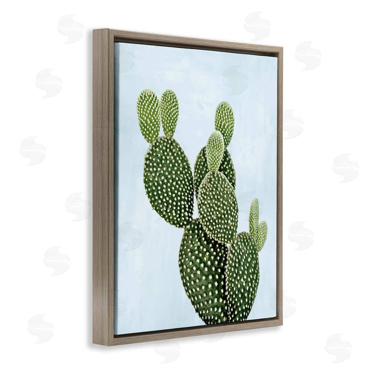 Prickly Pear over Paster Blue Brown Floating Frame Canvas Wall Art, Home Decor by Mia Jensen