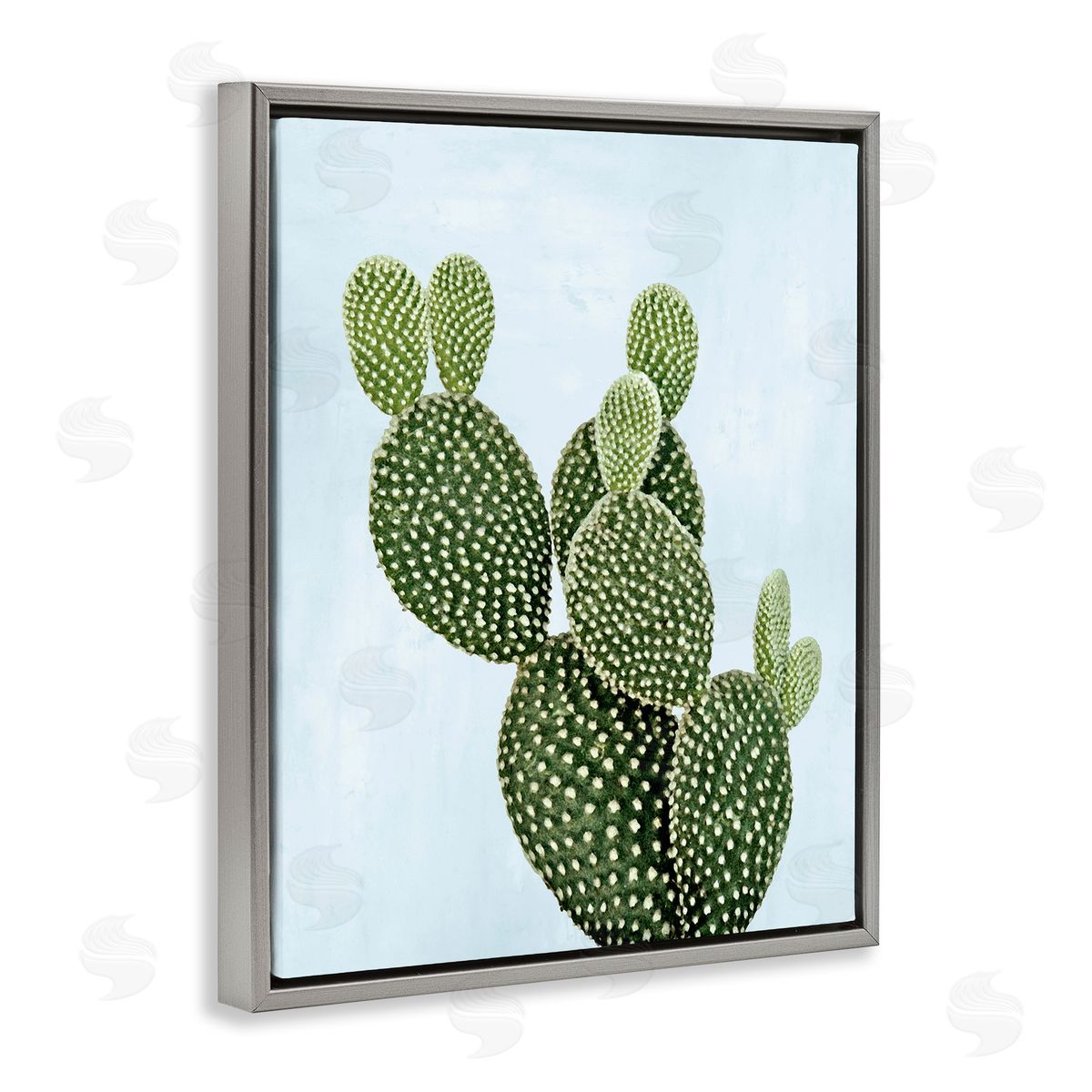 Prickly Pear over Paster Blue Grey Floating Frame Canvas Wall Art, Home Decor by Mia Jensen