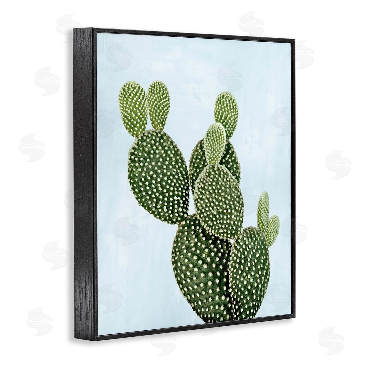 Prickly Pear over Paster Blue Black Frame Print Wall Art, Home Decor by Mia Jensen