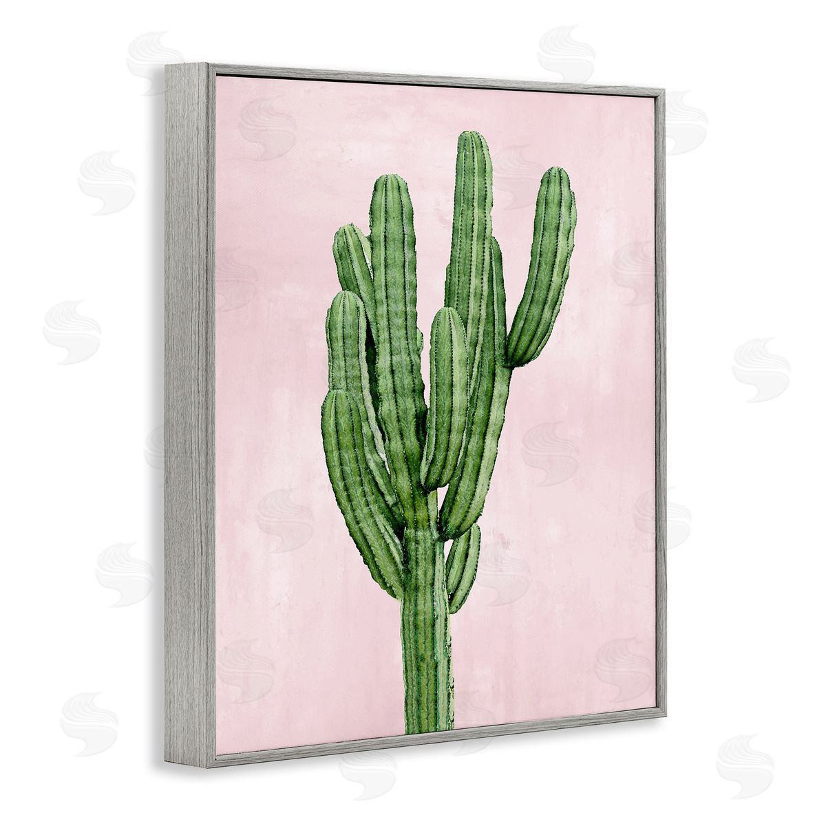 Desert Cactus over Pastel Pink Grey Frame Print Wall Art, Home Decor by Mia Jensen