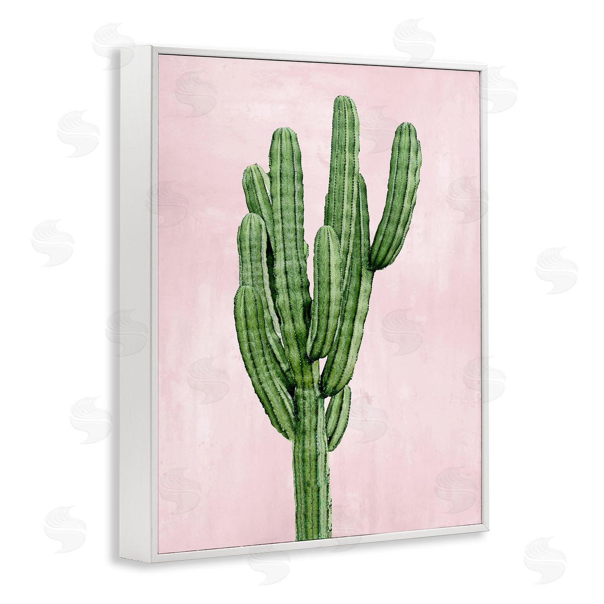 Desert Cactus over Pastel Pink White Frame Print Wall Art, Home Decor by Mia Jensen