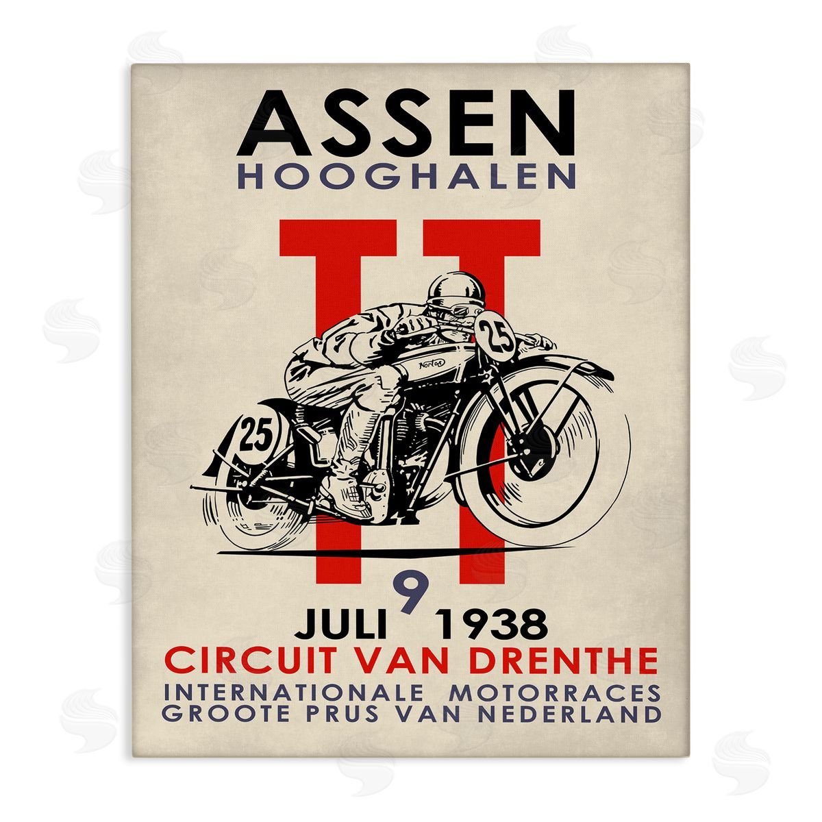 Vintage Motorcycle Racing Circuit Canvas Wall Art, Home Decor by Mark Rogan