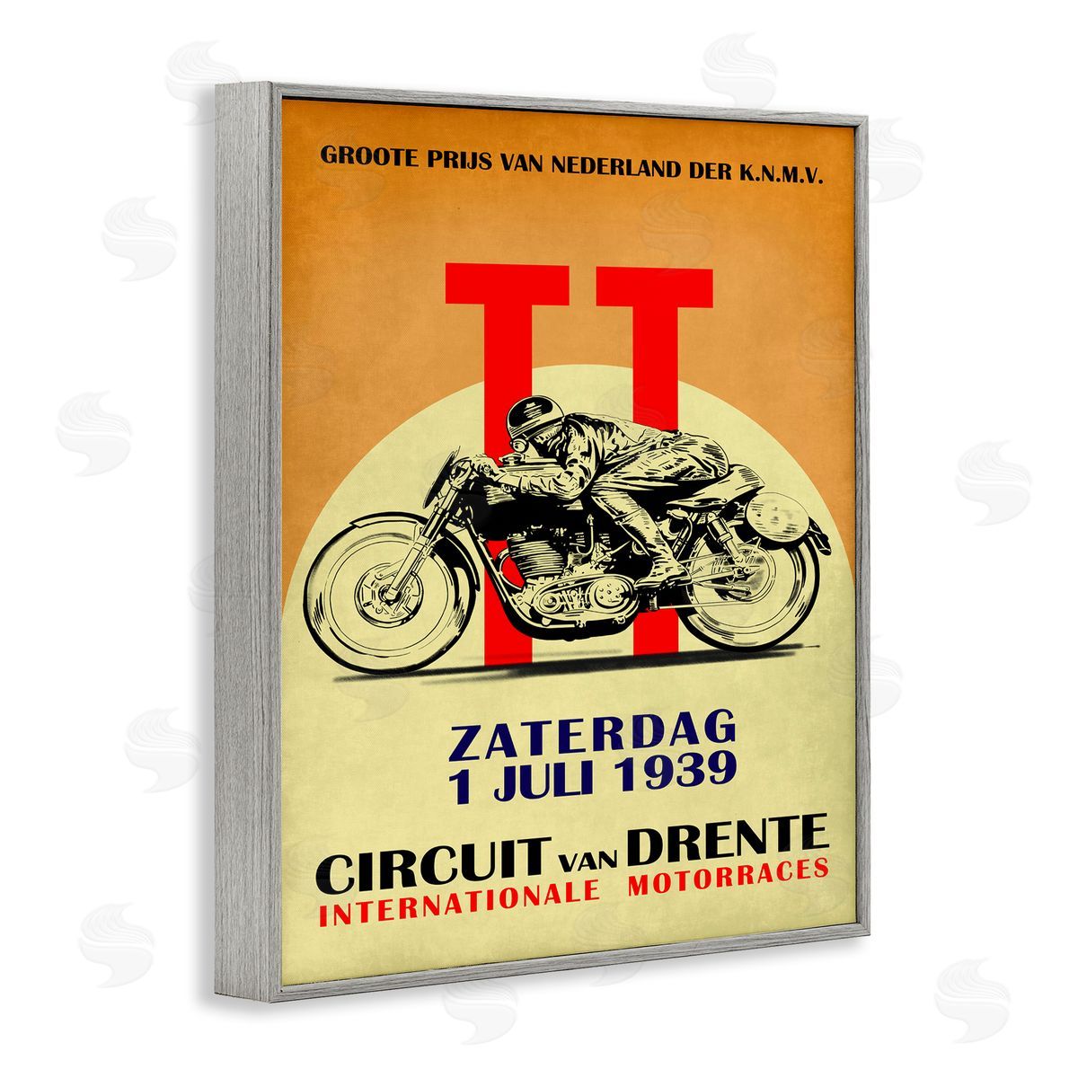 European Motorcycle Racing Circuit Grey Frame Print Wall Art, Home Decor by Mark Rogan