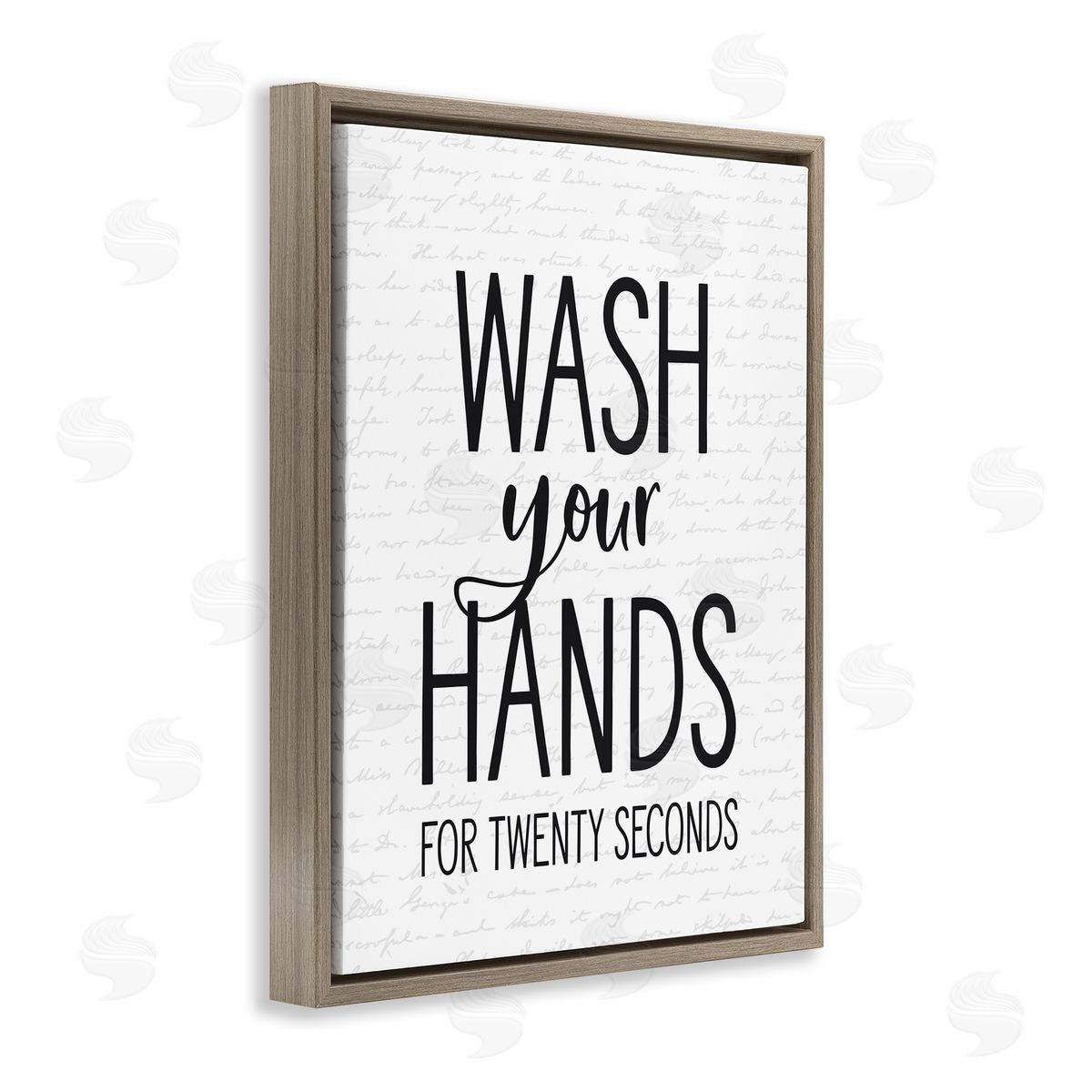 Wash Hands for Twenty Seconds Brown Floating Frame Canvas Wall Art, Home Decor by Lettered and Lined