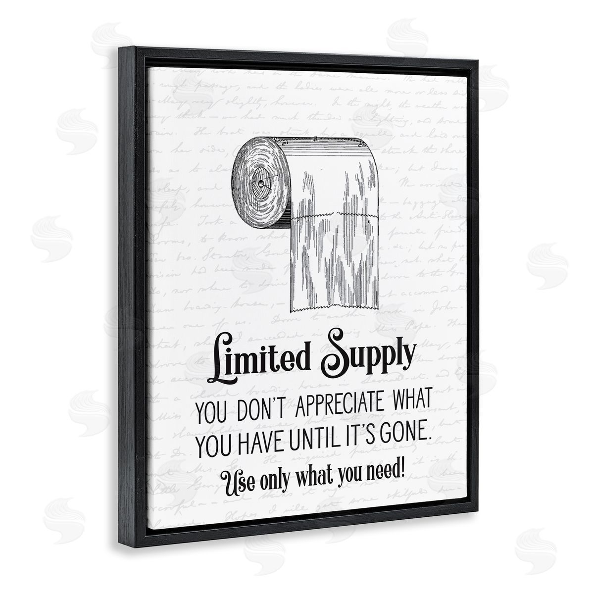 Bathroom Limited Toilet Paper Black Floating Frame Canvas Wall Art, Home Decor by Lettered and Lined