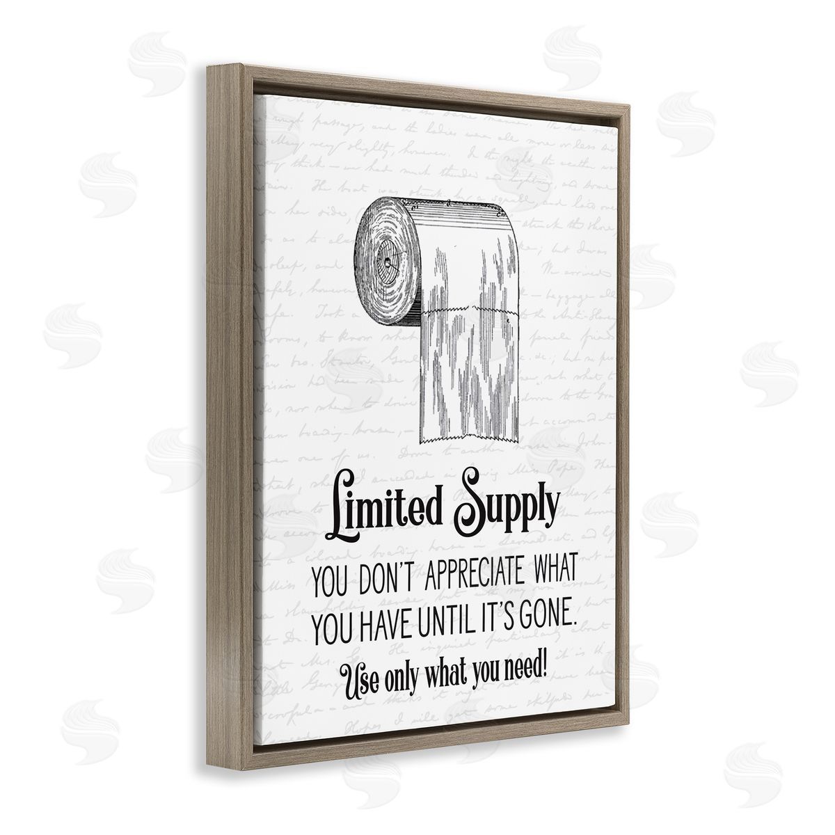 Bathroom Limited Toilet Paper Brown Floating Frame Canvas Wall Art, Home Decor by Lettered and Lined