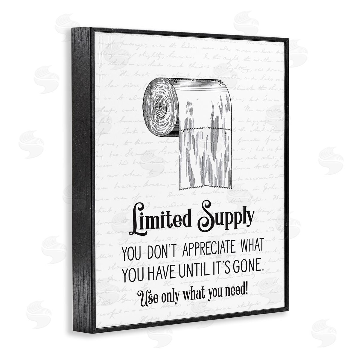 Bathroom Limited Toilet Paper Black Frame Print Wall Art, Home Decor by Lettered and Lined
