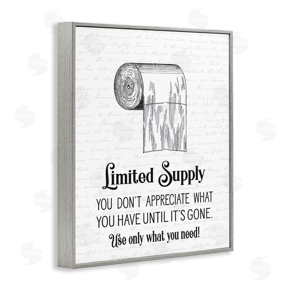 Bathroom Limited Toilet Paper Grey Frame Print Wall Art, Home Decor by Lettered and Lined