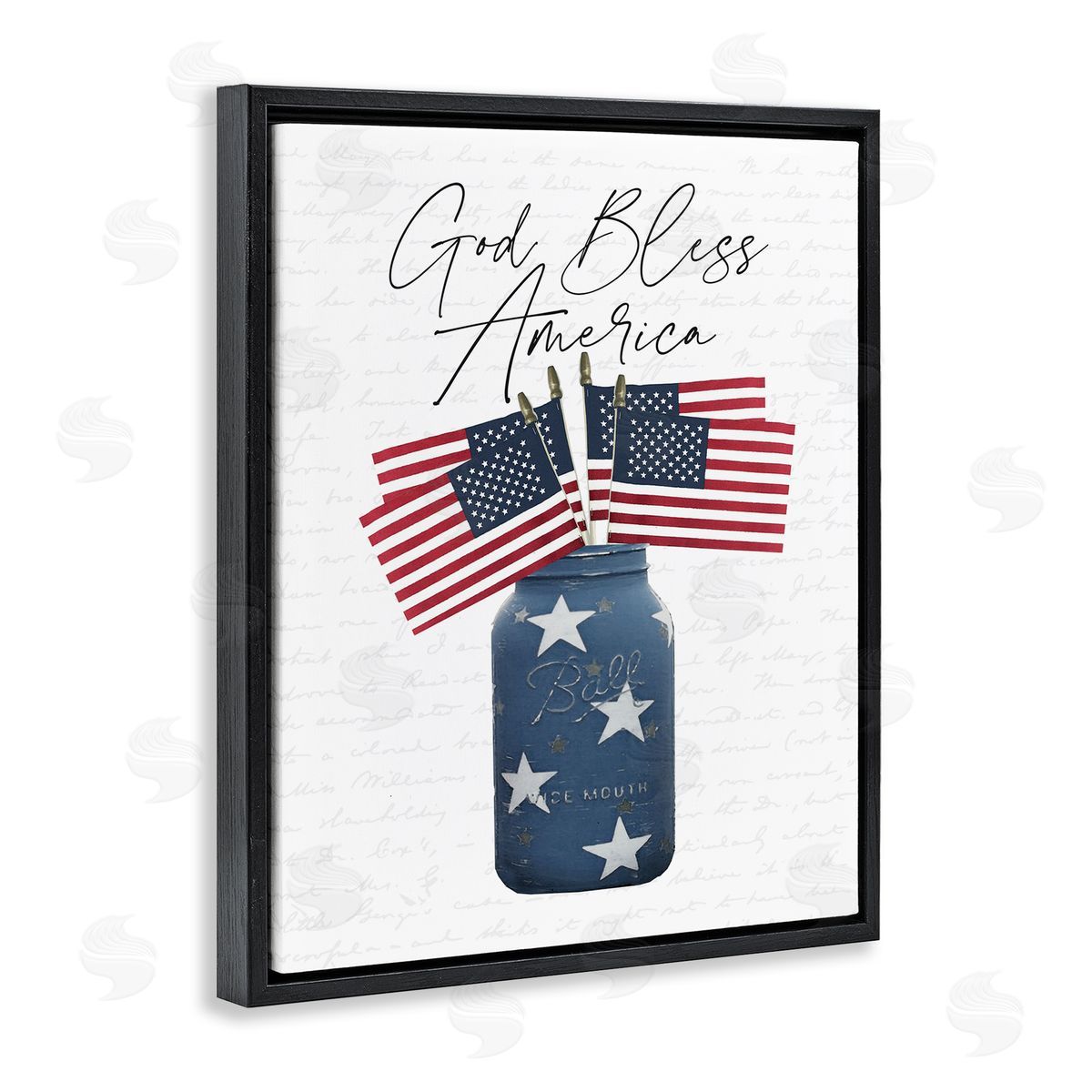 Patriotic Flag Jars Black Floating Frame Canvas Wall Art, Home Decor by Lettered and Lined