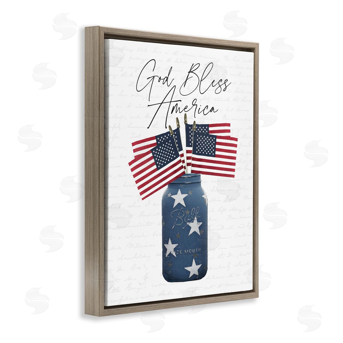 Patriotic Flag Jars Brown Floating Frame Canvas Wall Art, Home Decor by Lettered and Lined