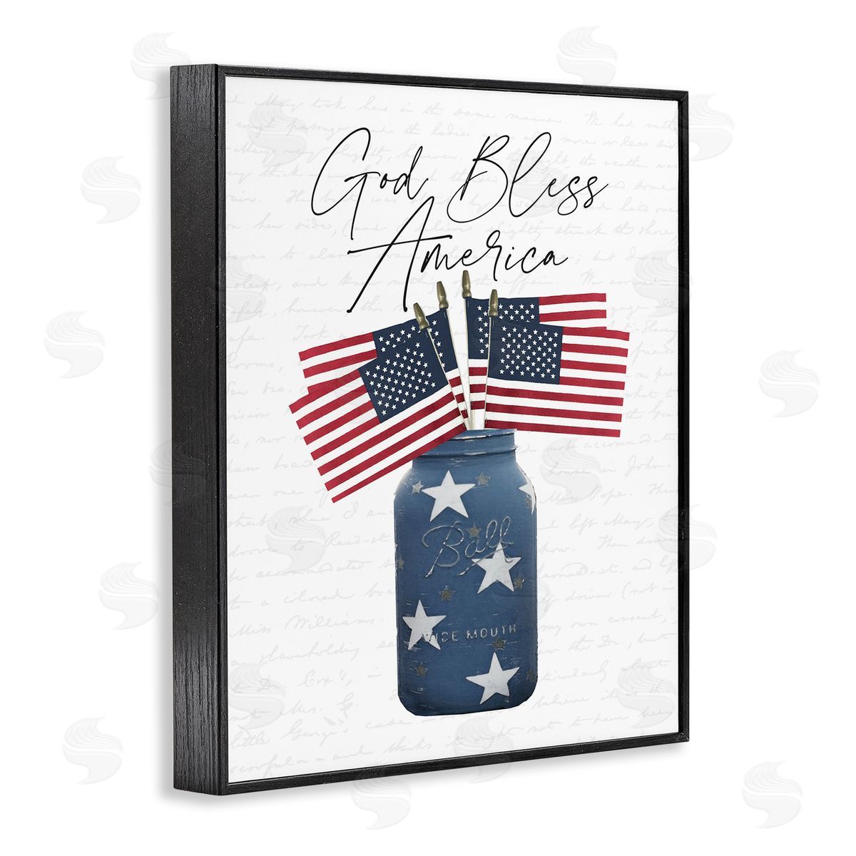 Patriotic Flag Jars Black Frame Print Wall Art, Home Decor by Lettered and Lined