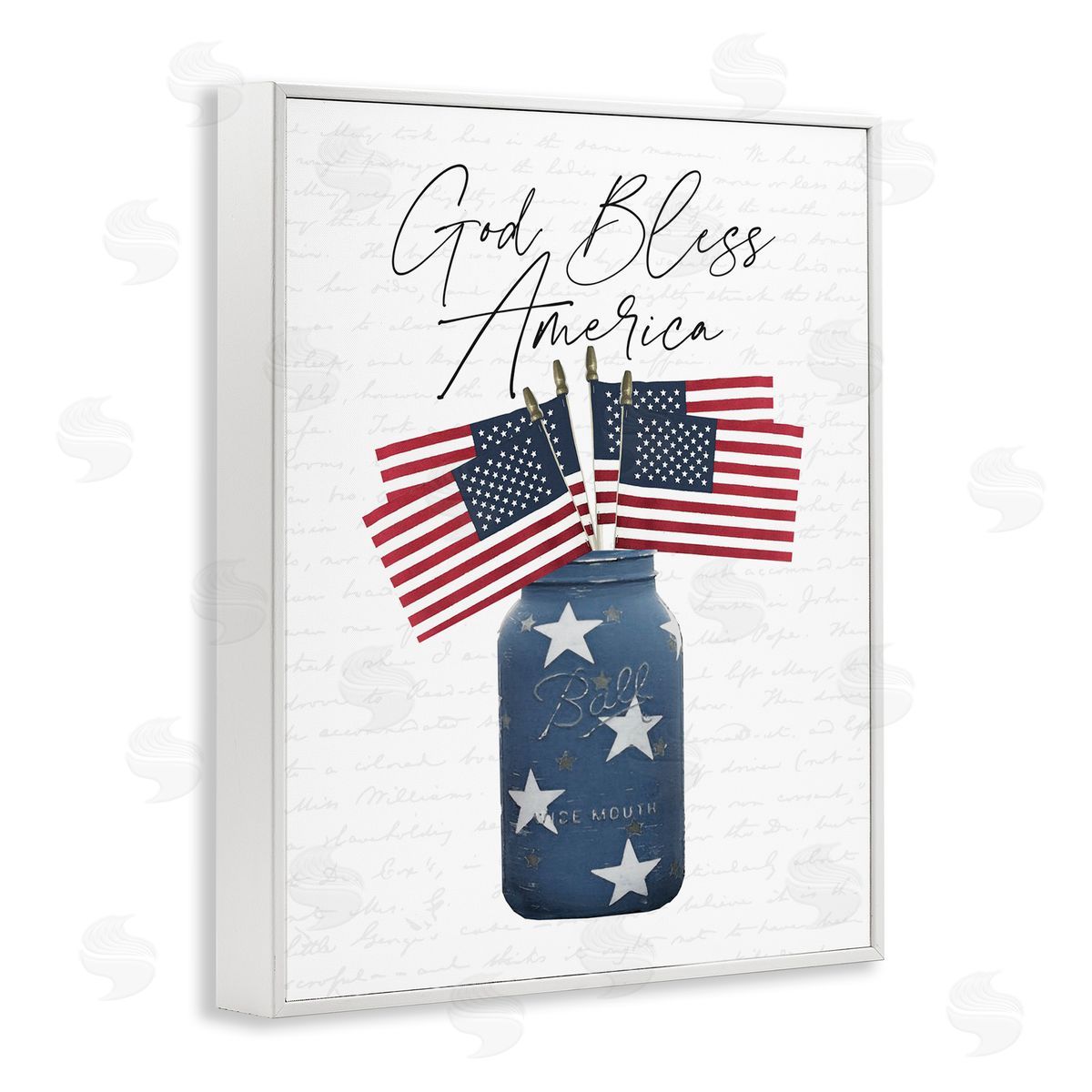 Patriotic Flag Jars White Frame Print Wall Art, Home Decor by Lettered and Lined