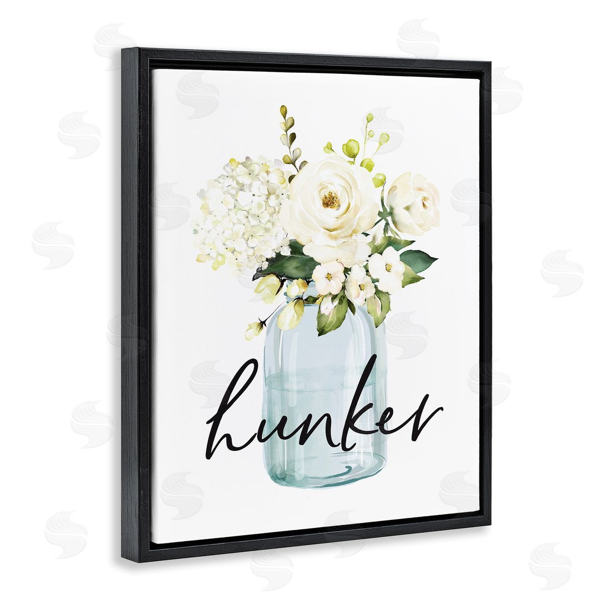 Hunker Spring Floral Bouquet Black Floating Frame Canvas Wall Art, Home Decor by Lettered and Lined