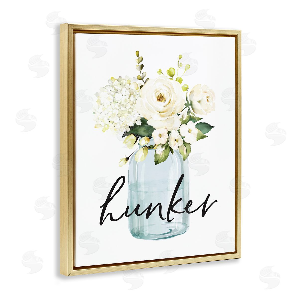 Hunker Spring Floral Bouquet Gold Floating Frame Canvas Wall Art, Home Decor by Lettered and Lined