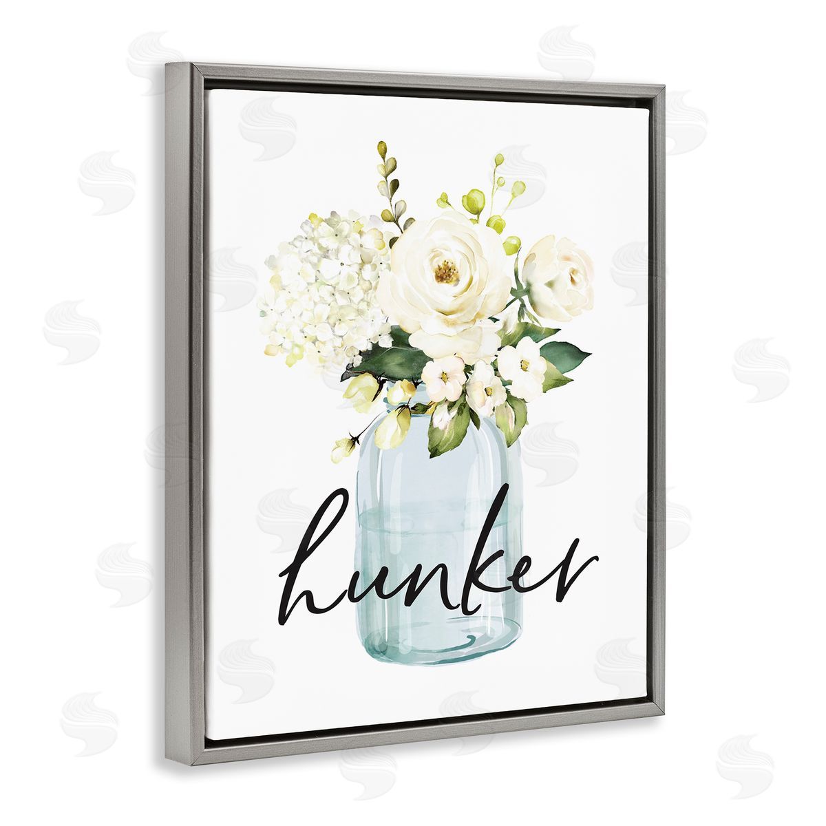 Hunker Spring Floral Bouquet Grey Floating Frame Canvas Wall Art, Home Decor by Lettered and Lined