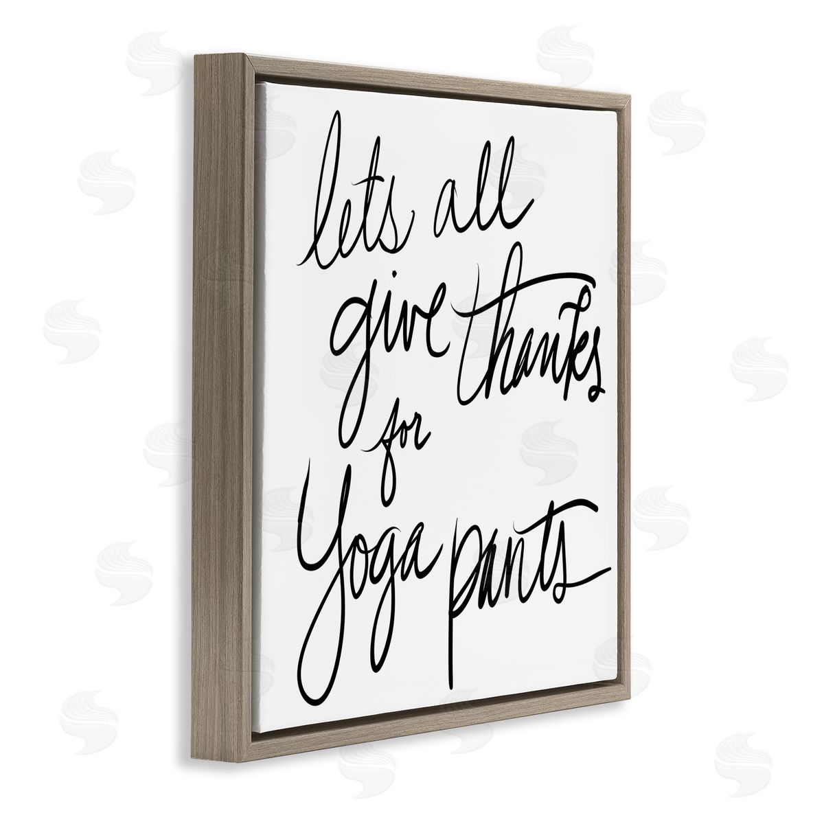 Give Thanks for Yoga Pants Brown Floating Frame Canvas Wall Art, Home Decor by Sd Graphics Studio