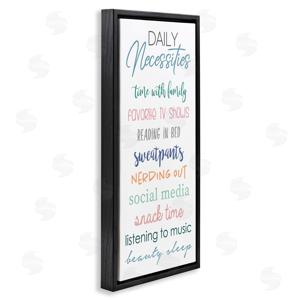 Daily Necessities Self-Care List Black Floating Frame Canvas Wall Art, Home Decor by Anna Quach