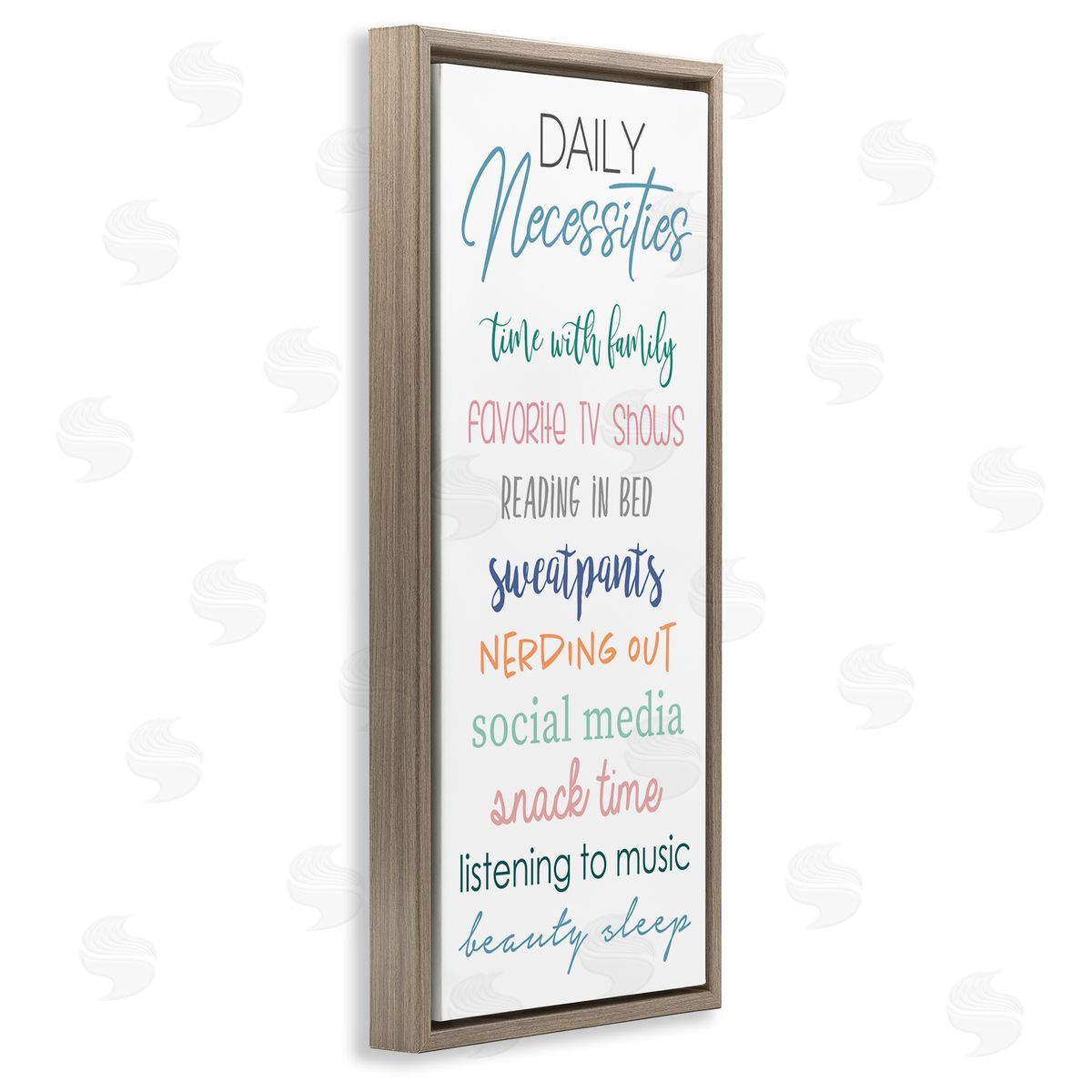 Daily Necessities Self-Care List Brown Floating Frame Canvas Wall Art, Home Decor by Anna Quach