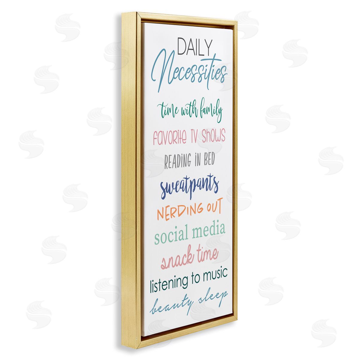 Daily Necessities Self-Care List Gold Floating Frame Canvas Wall Art, Home Decor by Anna Quach