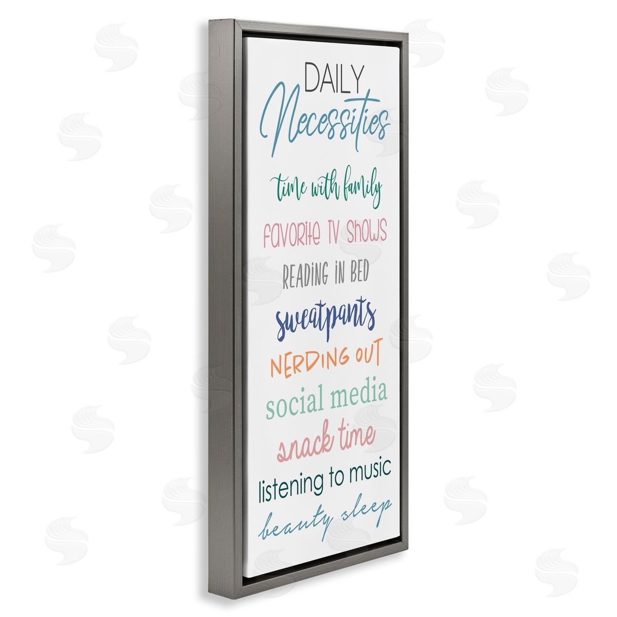 Daily Necessities Self-Care List Grey Floating Frame Canvas Wall Art, Home Decor by Anna Quach