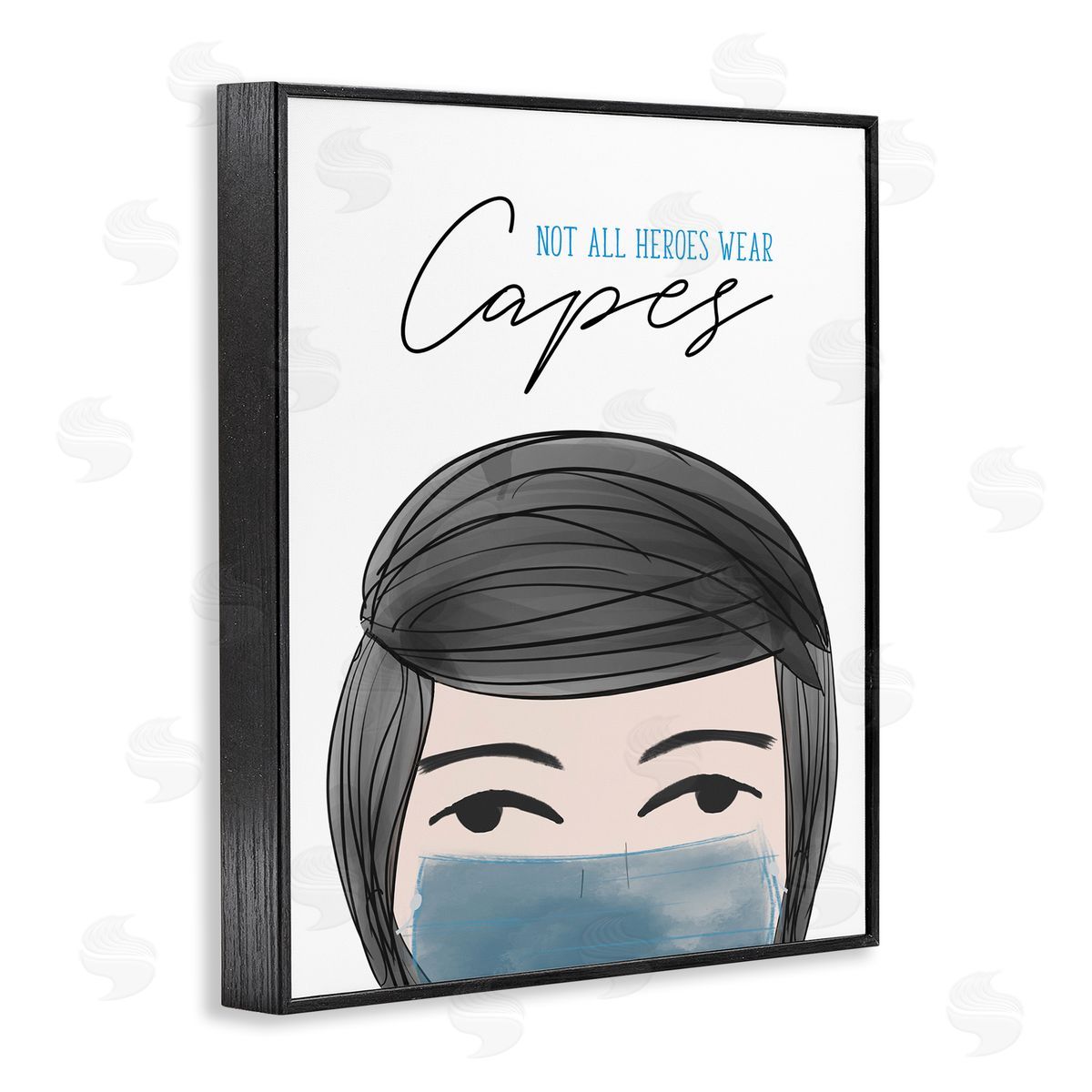 Heroes Wear Masks Male Black Frame Print Wall Art, Home Decor by Anna Quach