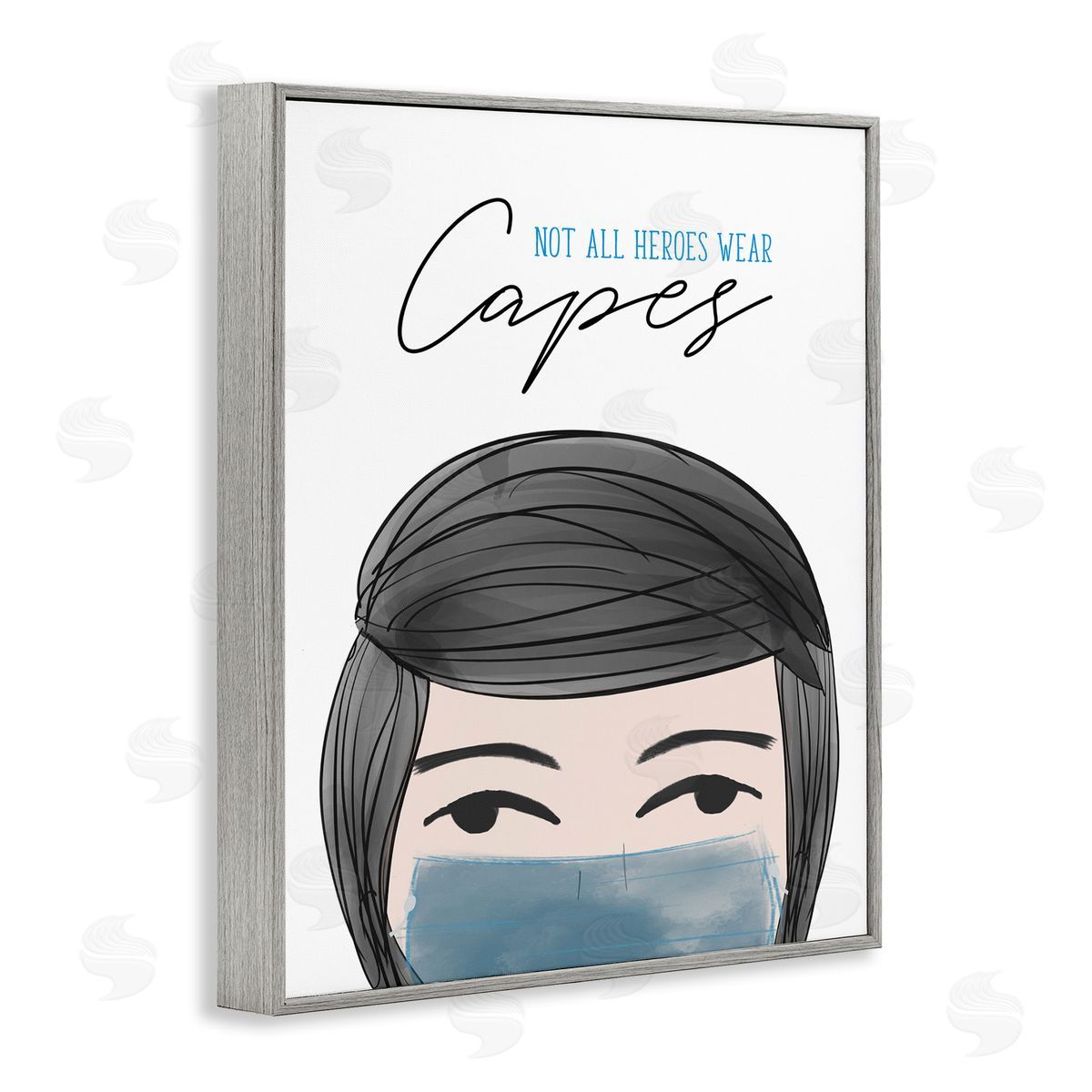 Heroes Wear Masks Male Grey Frame Print Wall Art, Home Decor by Anna Quach