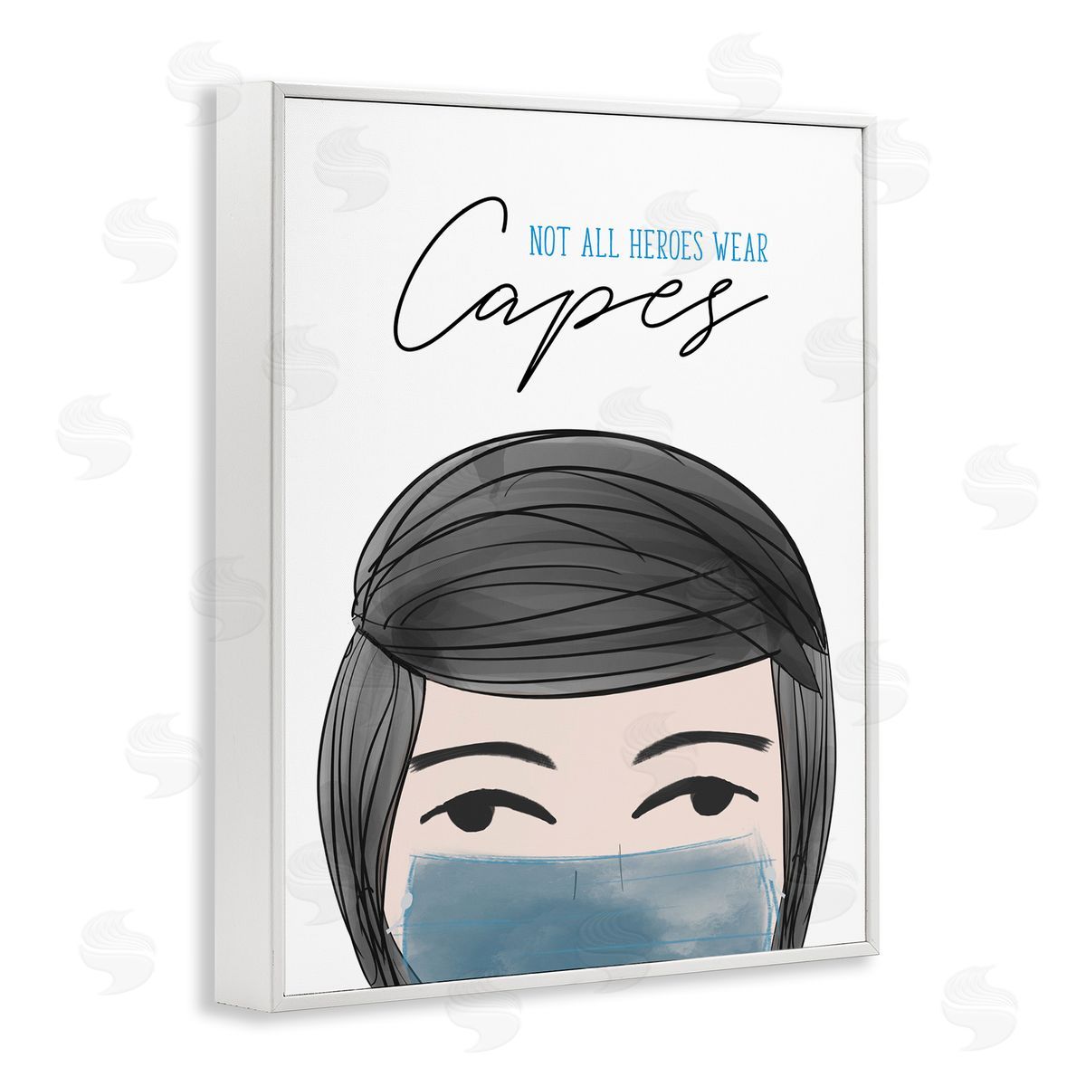 Heroes Wear Masks Male White Frame Print Wall Art, Home Decor by Anna Quach