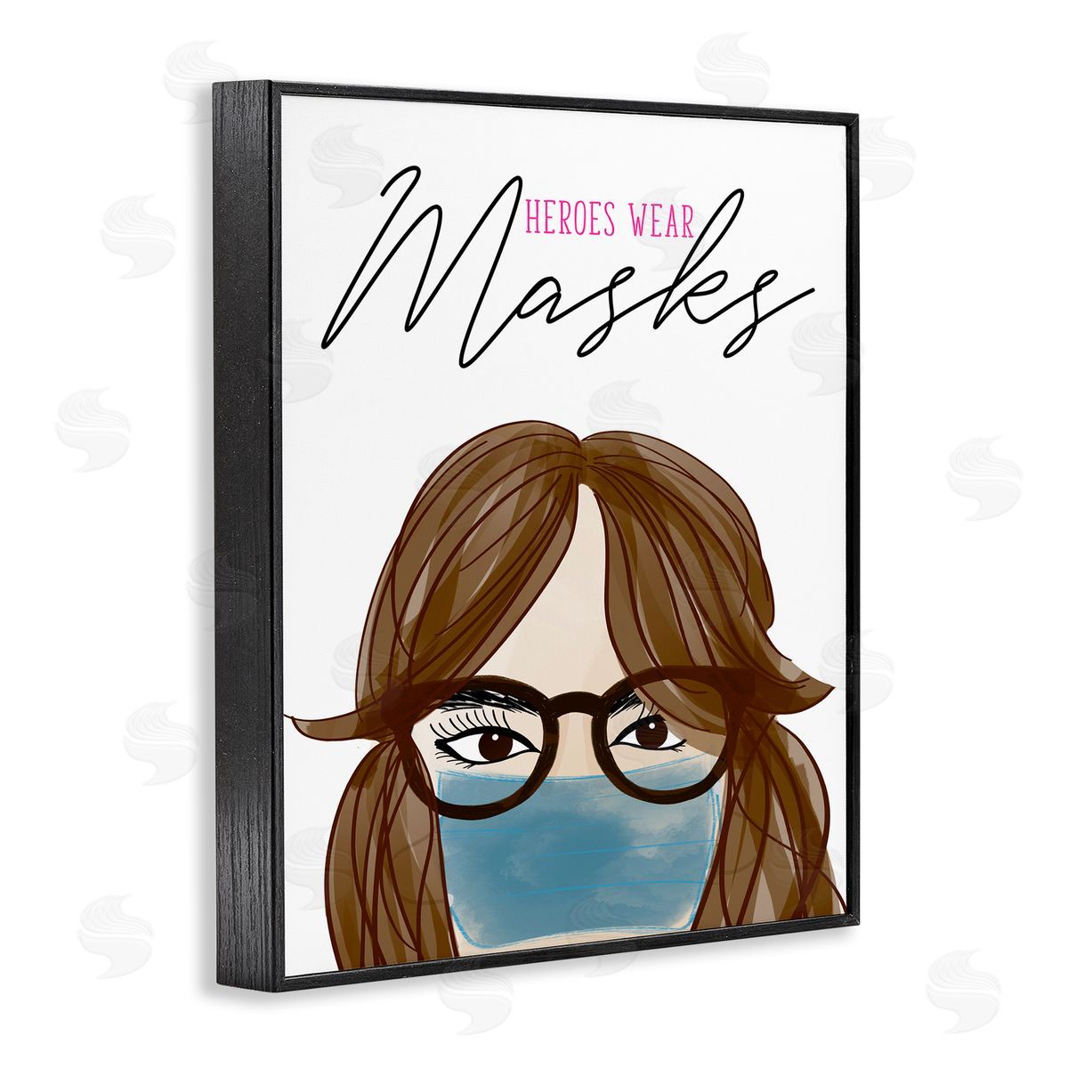 Heroes Wear Masks Female Black Frame Print Wall Art, Home Decor by Anna Quach