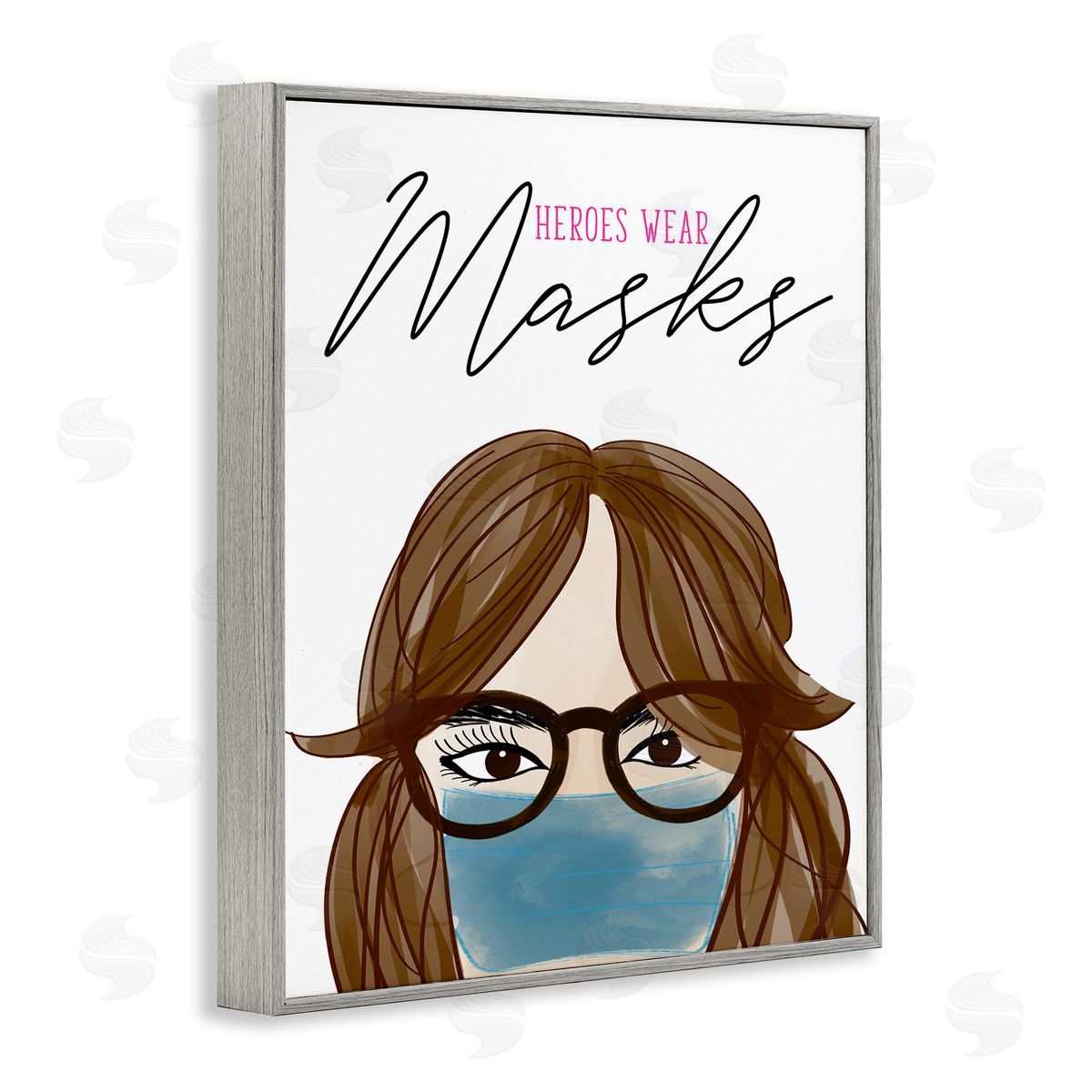 Heroes Wear Masks Female Grey Frame Print Wall Art, Home Decor by Anna Quach
