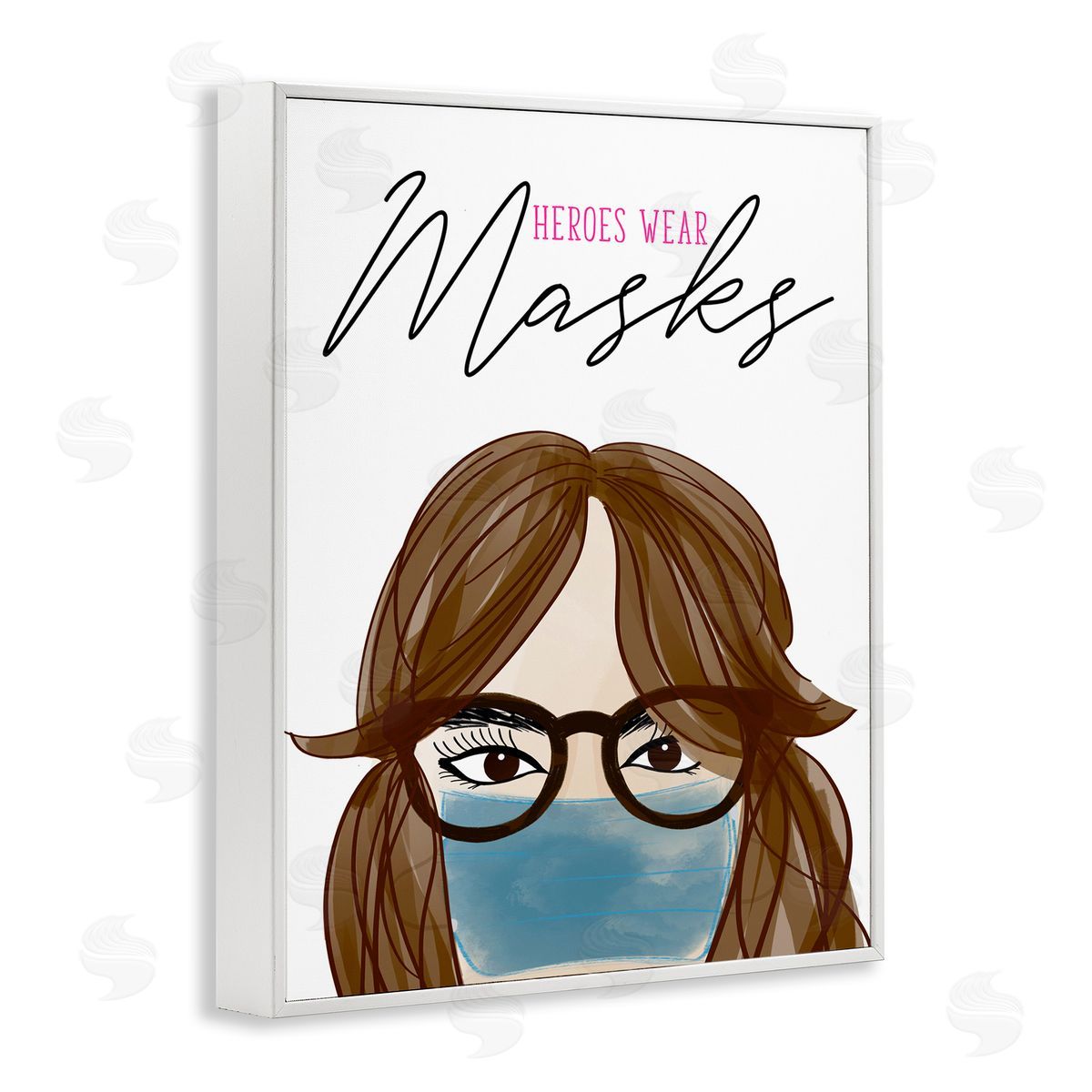 Heroes Wear Masks Female White Frame Print Wall Art, Home Decor by Anna Quach