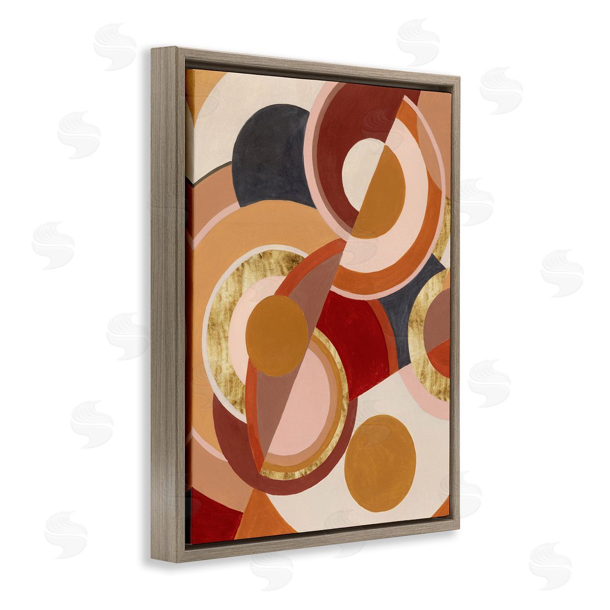 Abstract Asymmetric Circles Brown Brown Floating Frame Canvas Wall Art, Home Decor by Grace Popp
