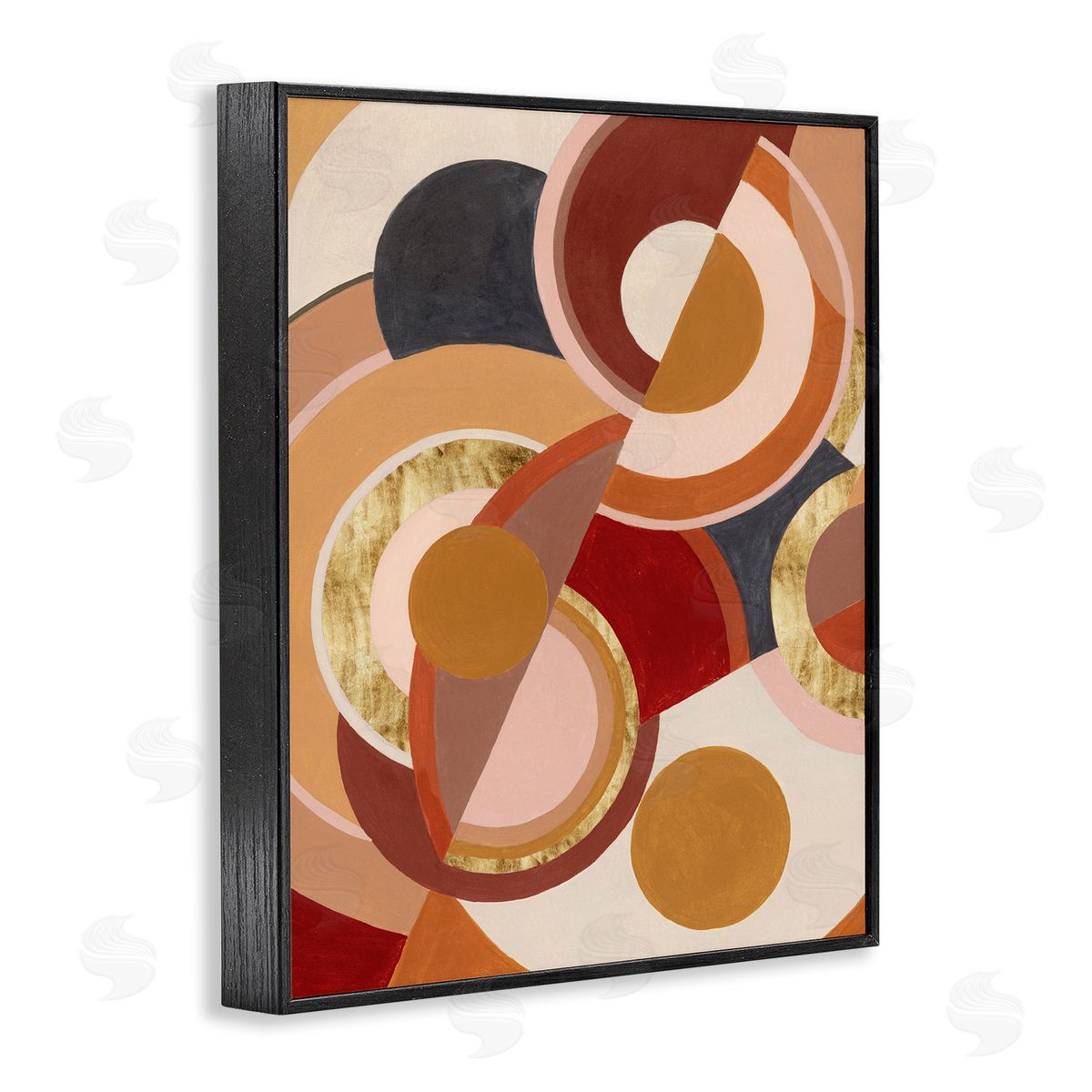 Abstract Asymmetric Circles Brown Black Frame Print Wall Art, Home Decor by Grace Popp